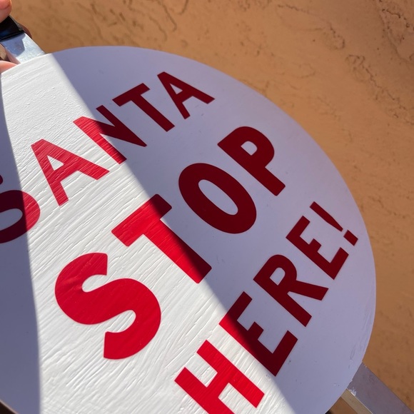 Handpainted Santa Stop Here Christmas Decor Kids Fun Sign Yard Home - Picture 6 of 9